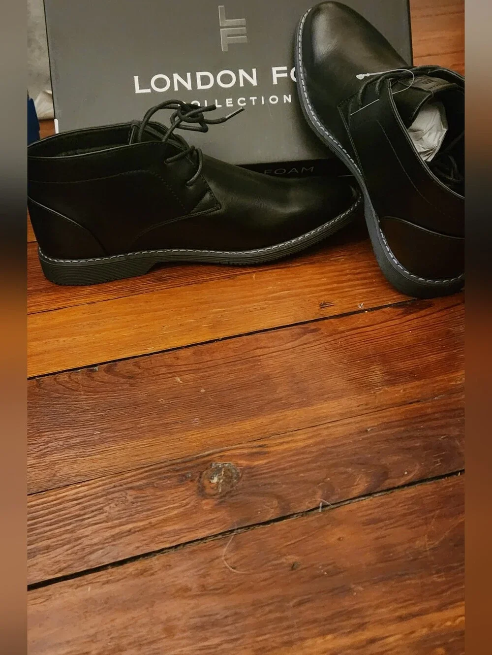 London Fog Men's Black Chukka Boots Memory Foam Comfort Size 9.5- NWT